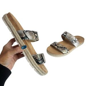 Cliffs by White Mountain Tionna Snake Skin Leather Slip On Espadrille Sandals 11